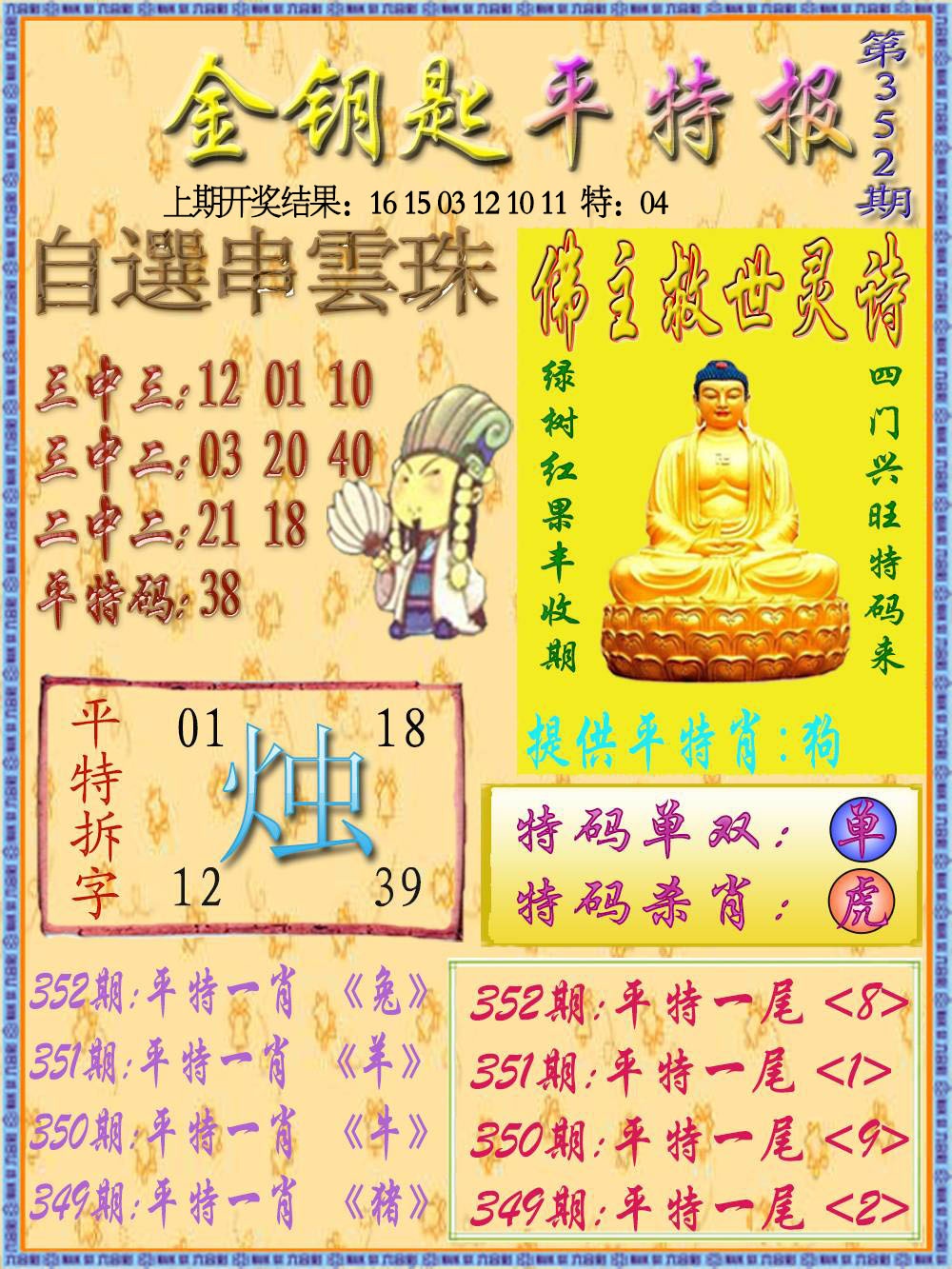 352期金钥匙平特报[图]